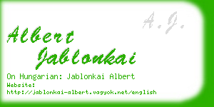 albert jablonkai business card